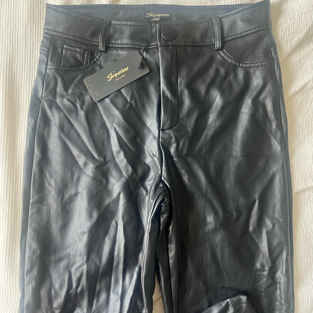 Shinestar Black Jeggings Faux Leather High-Waisted